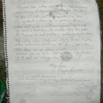 Letter that Myron Rosander left on the field at the end of the season