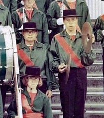 The two 1967 cymbal players, shown with only one holding the single set of cymbals.