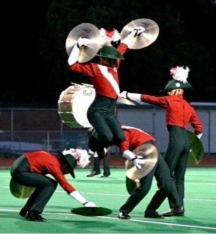More modern SCV cymbal players doing the Viper / Matrix move, involving the dodging of cymbals swung toward other members.
